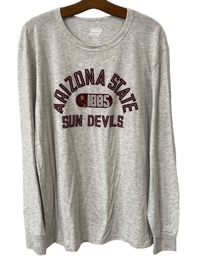 Blue 84 T Shirt Large Arizona State Sun Devils Long Sleeve Crewneck Oatmeal New